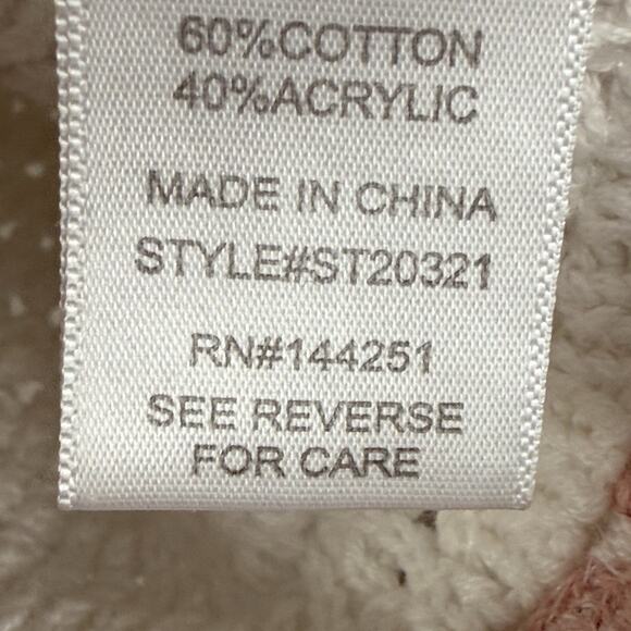 Sincerely Jules Crochet Sweater L Cream Long Sleeve Floral Patch Cottage Boho - Picture 7 of 9